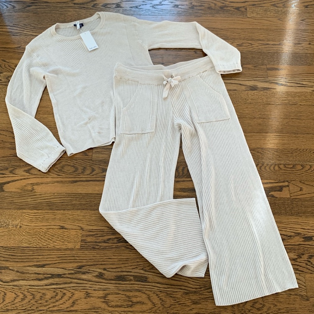 Splendid Cream Ribbed Knit Set